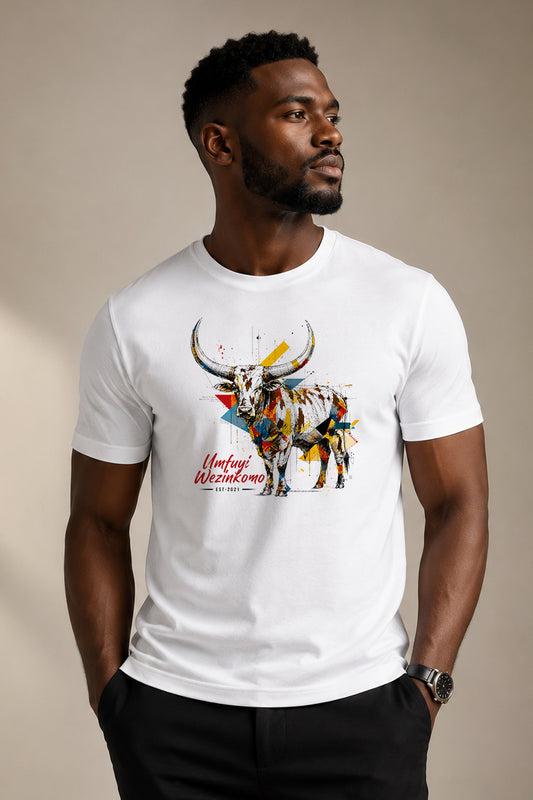 Mens-Crew Neck Tee: Ankole Geometry